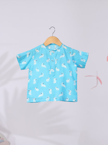 Turquoise Rabbit Print Nightwear