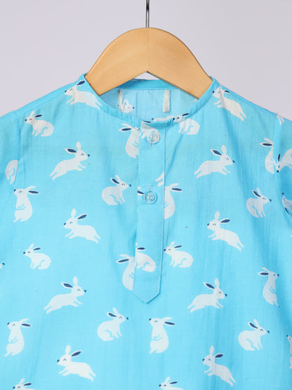 Turquoise Rabbit Print Nightwear