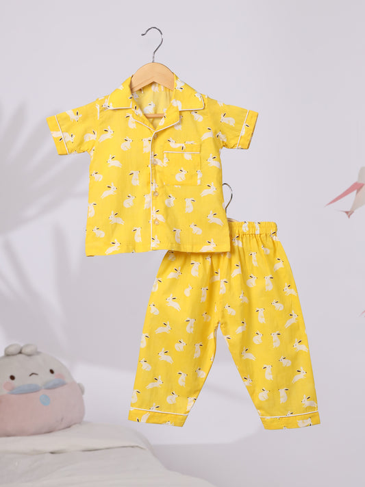 Yellow Rabbit Print Nightwear