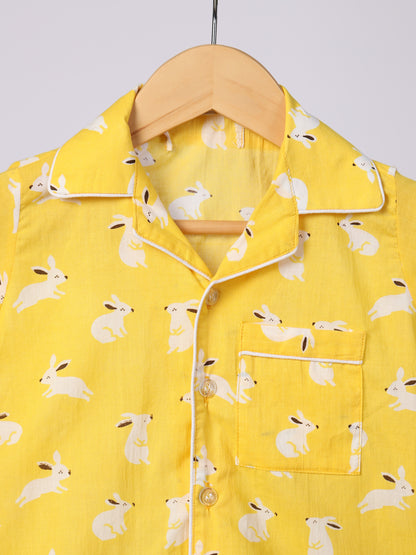 Yellow Rabbit Print Nightwear