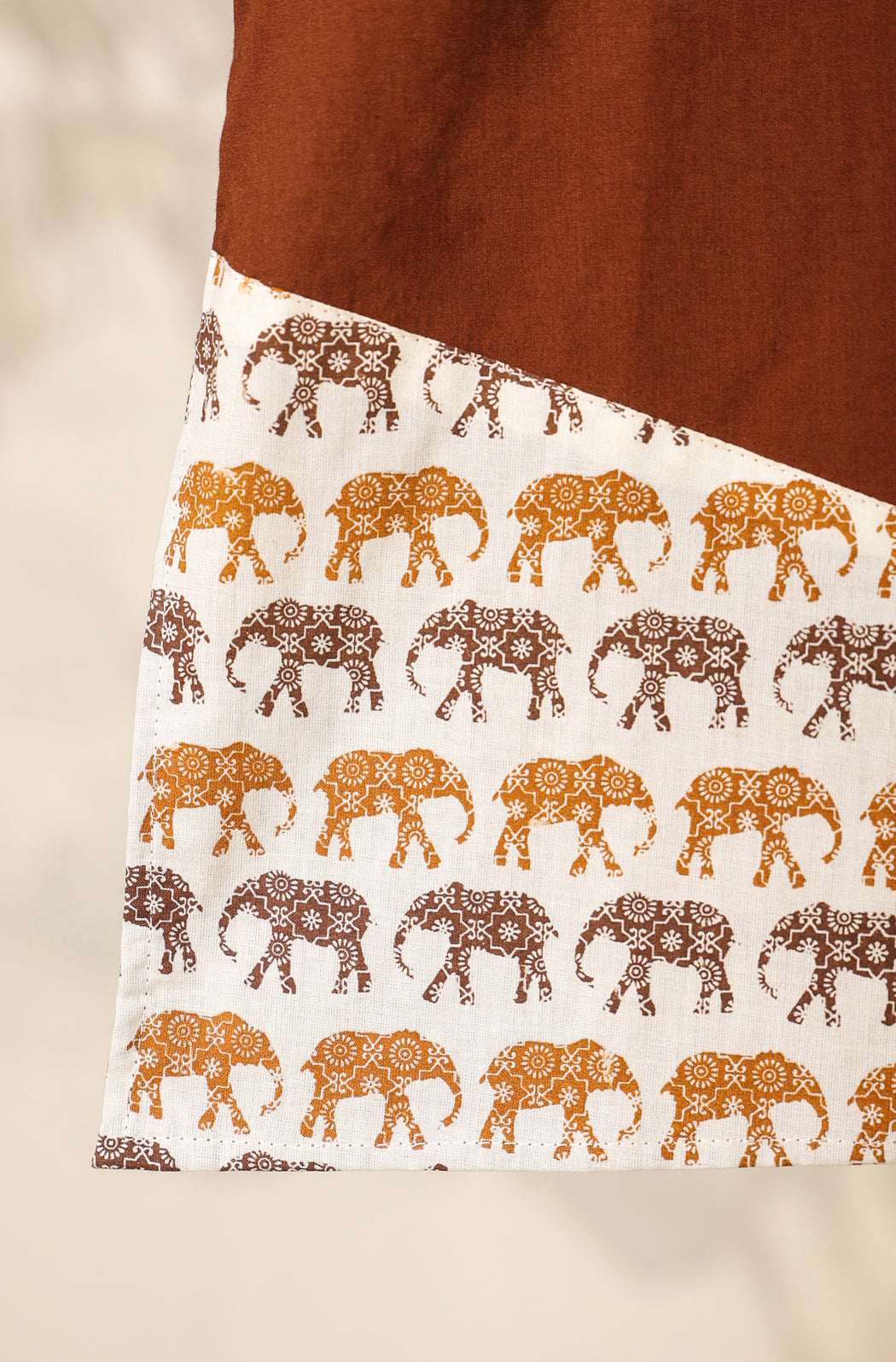 Boy Elephant Kurta Set - Brown