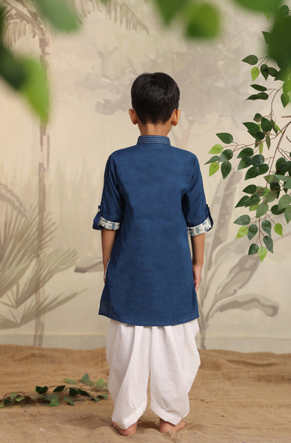 Boy Elephant Kurta Set - Blue