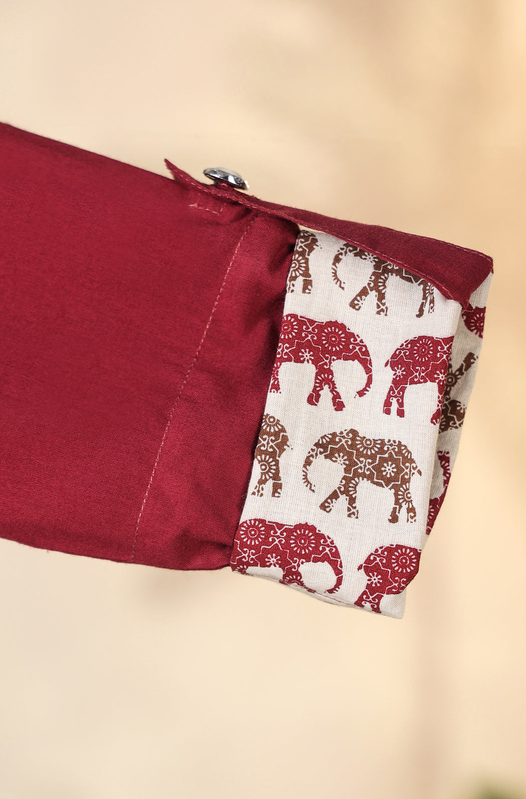 Boy Elephant Kurta Set - Wine