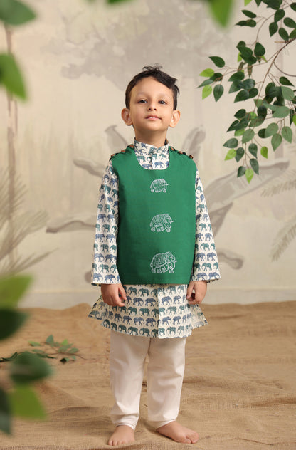 Boy Elephant 3 Pc Bundi Set - Green