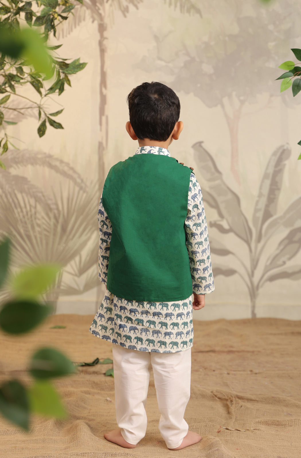 Boy Elephant 3 Pc Bundi Set - Green