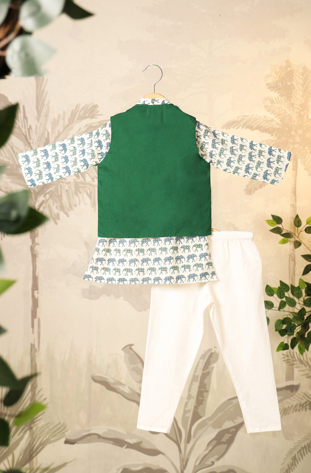 Boy Elephant 3 Pc Bundi Set - Green