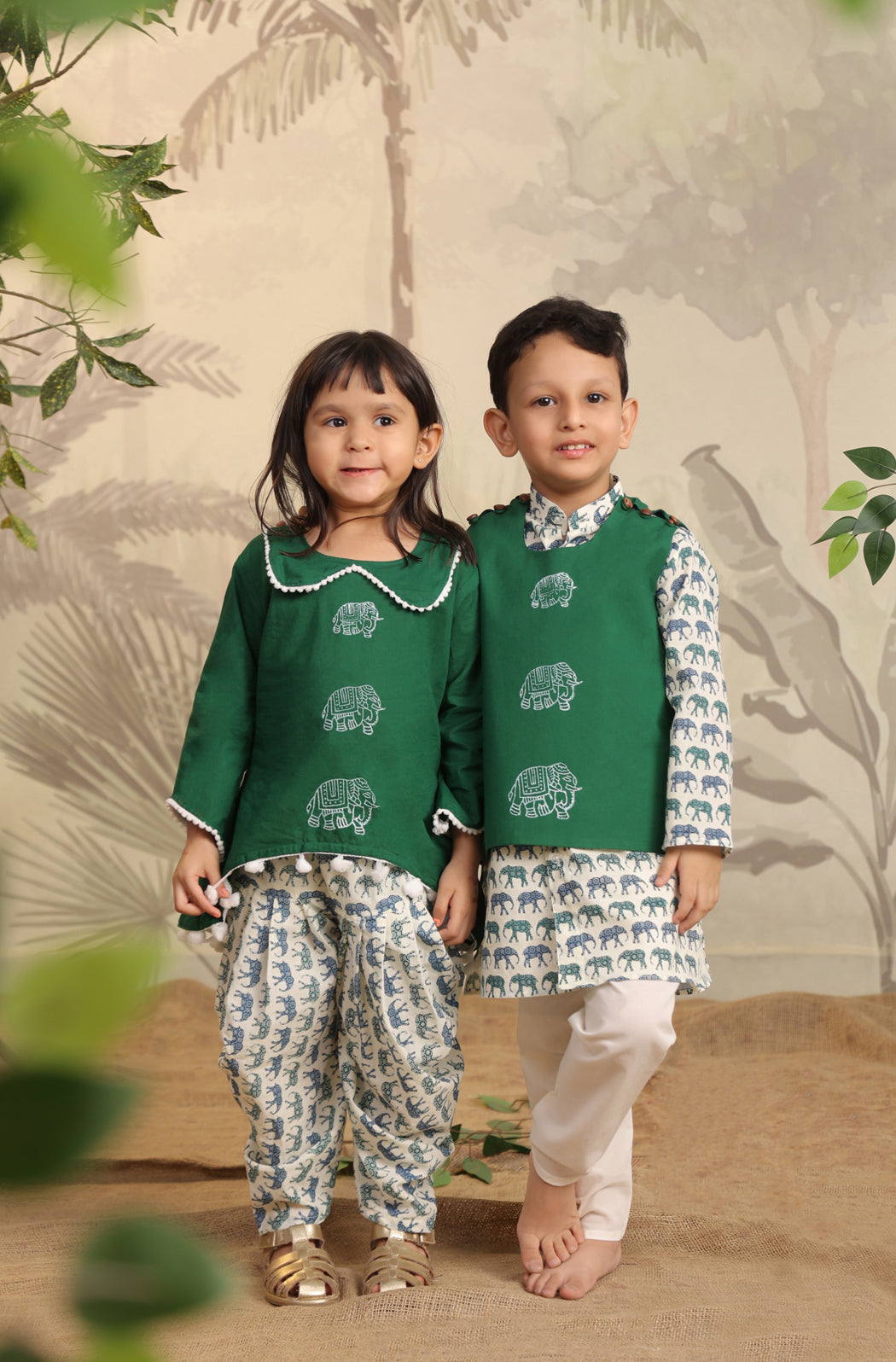 Boy Elephant 3 Pc Bundi Set - Green