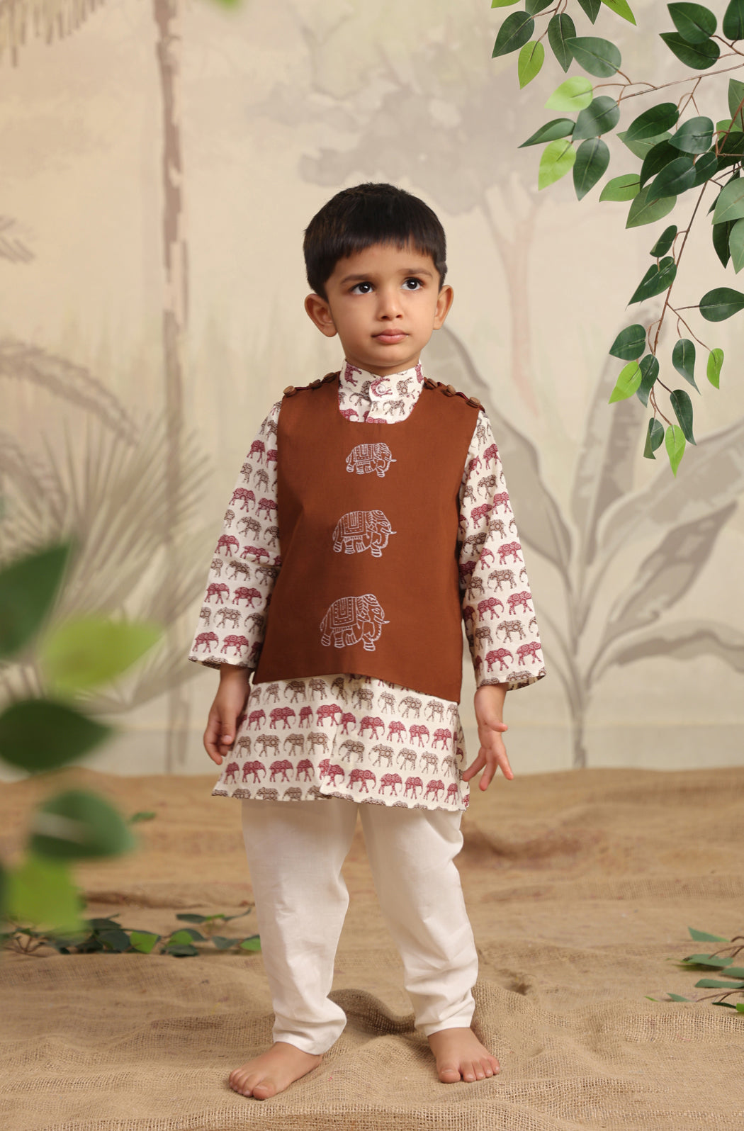 Boy Elephant 3 Pc Bundi Set - Brown