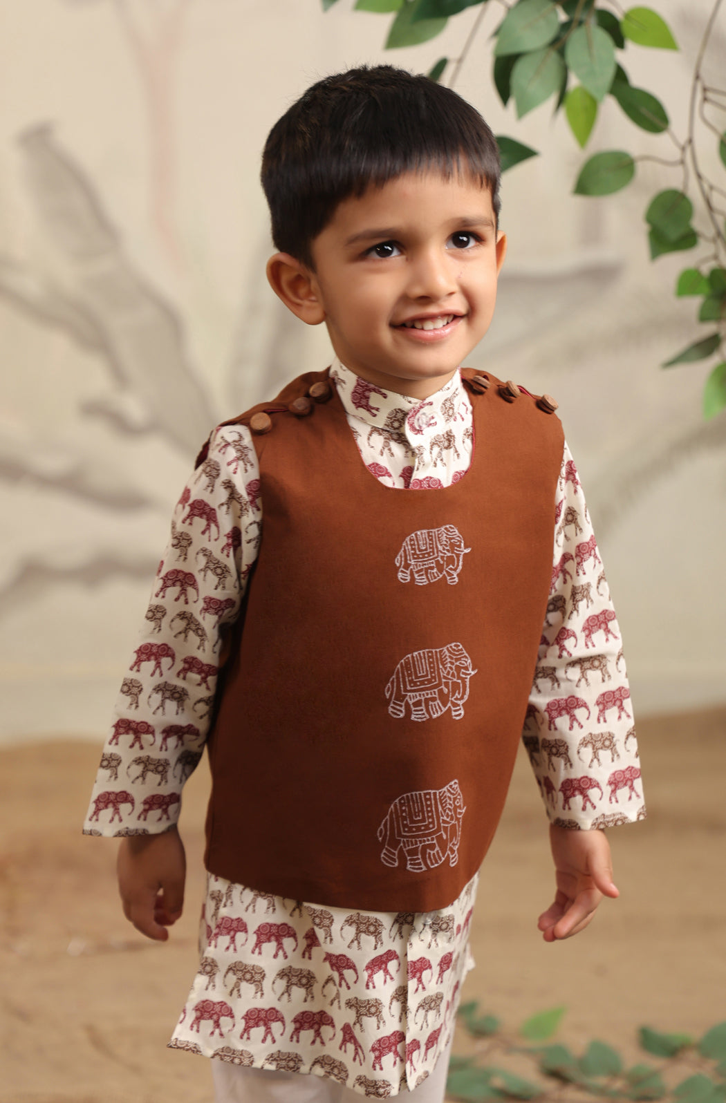 Boy Elephant 3 Pc Bundi Set - Brown