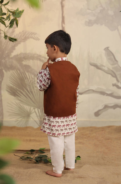 Boy Elephant 3 Pc Bundi Set - Brown