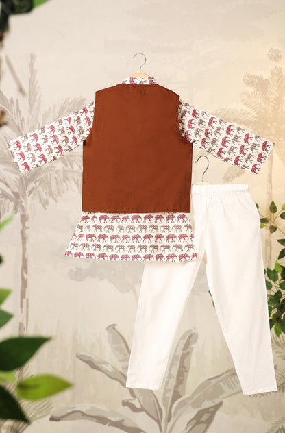 Boy Elephant 3 Pc Bundi Set - Brown