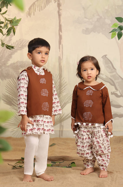 Boy Elephant 3 Pc Bundi Set - Brown