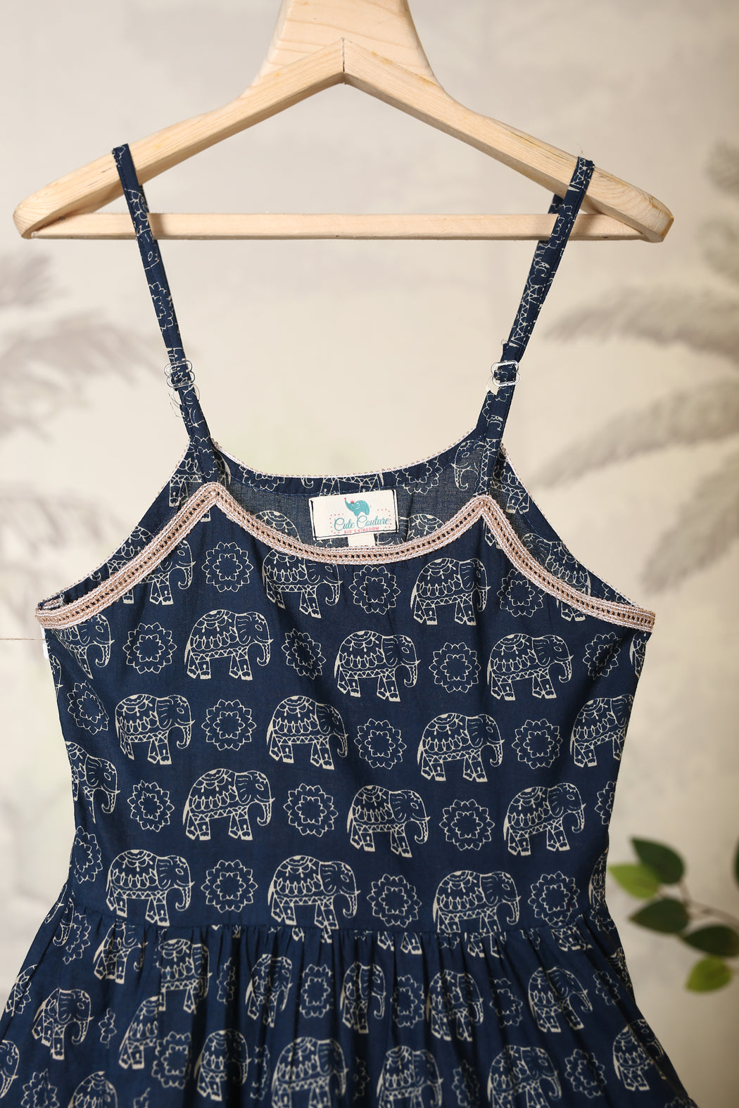 Girl Blue Elephant Dress - Beige Cute Couture Girl Blue Elephant Dress - Beige Cute Couture