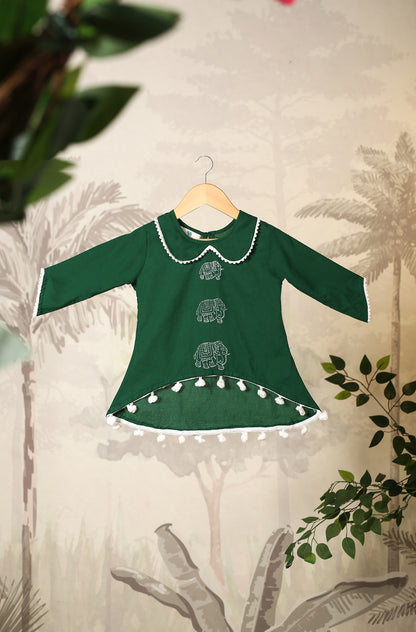 Girls Elephant Top Set - Green