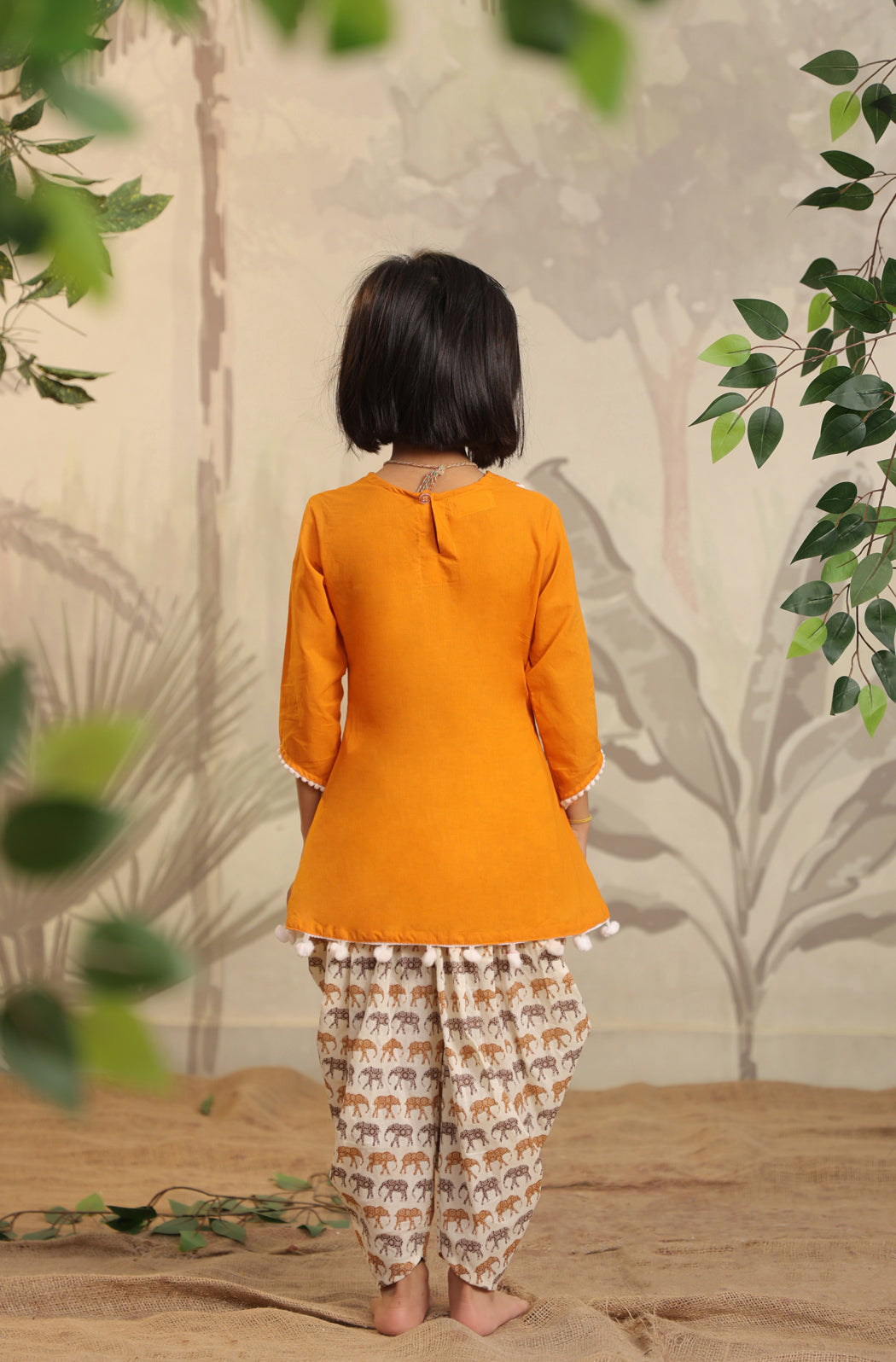 Girls Elephant Top Set - Orange