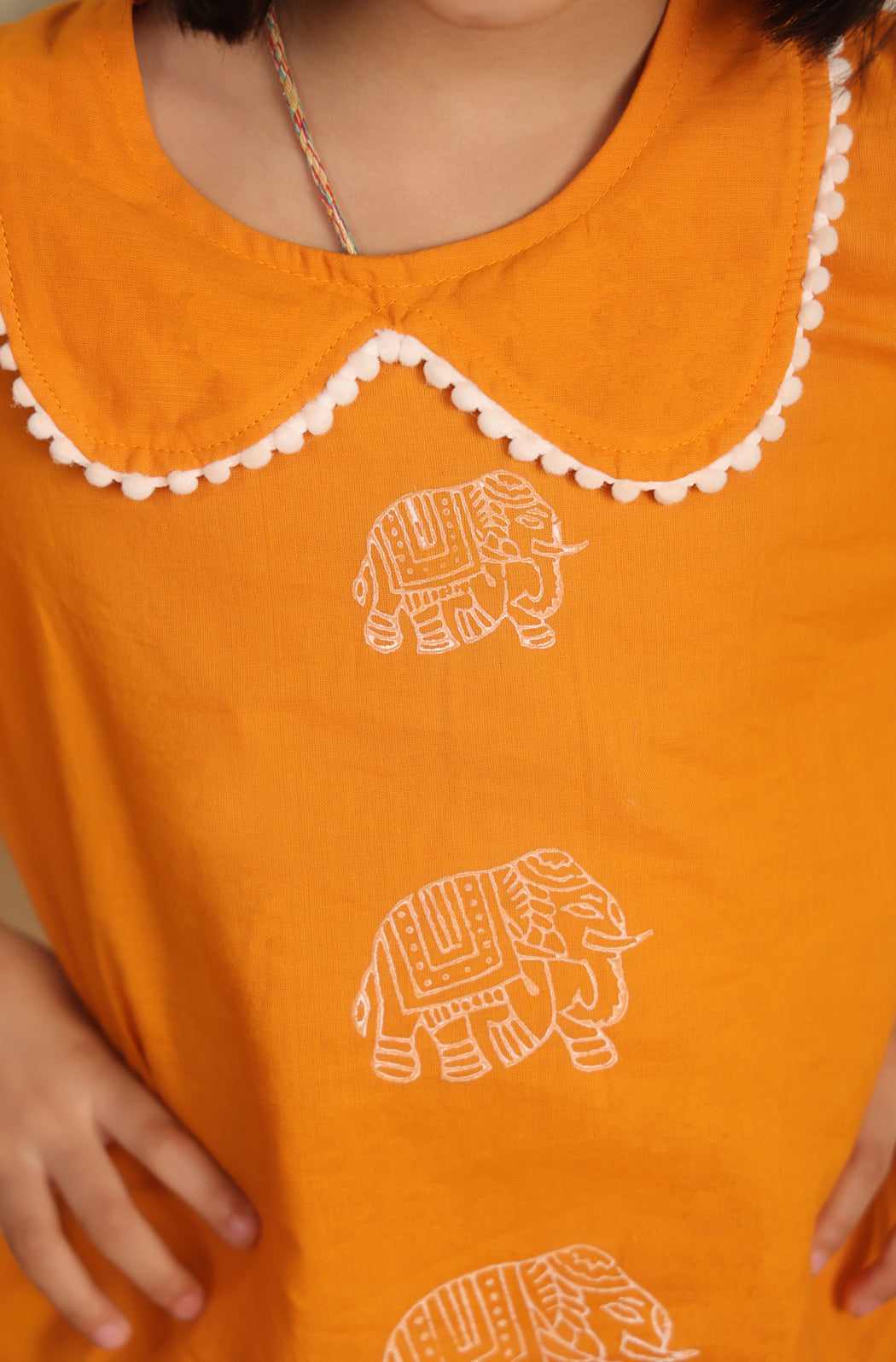 Girls Elephant Top Set - Orange