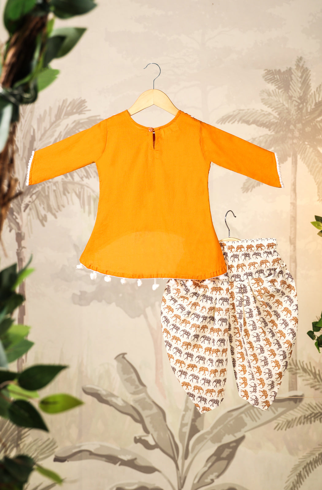 Girls Elephant Top Set - Orange