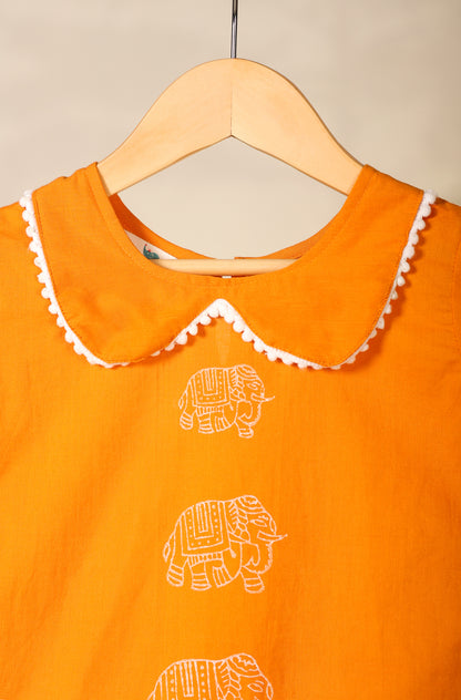 Girls Elephant Top Set - Orange