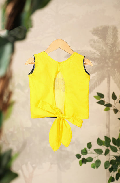 Girl Elephant Skirt Top Set - Yellow