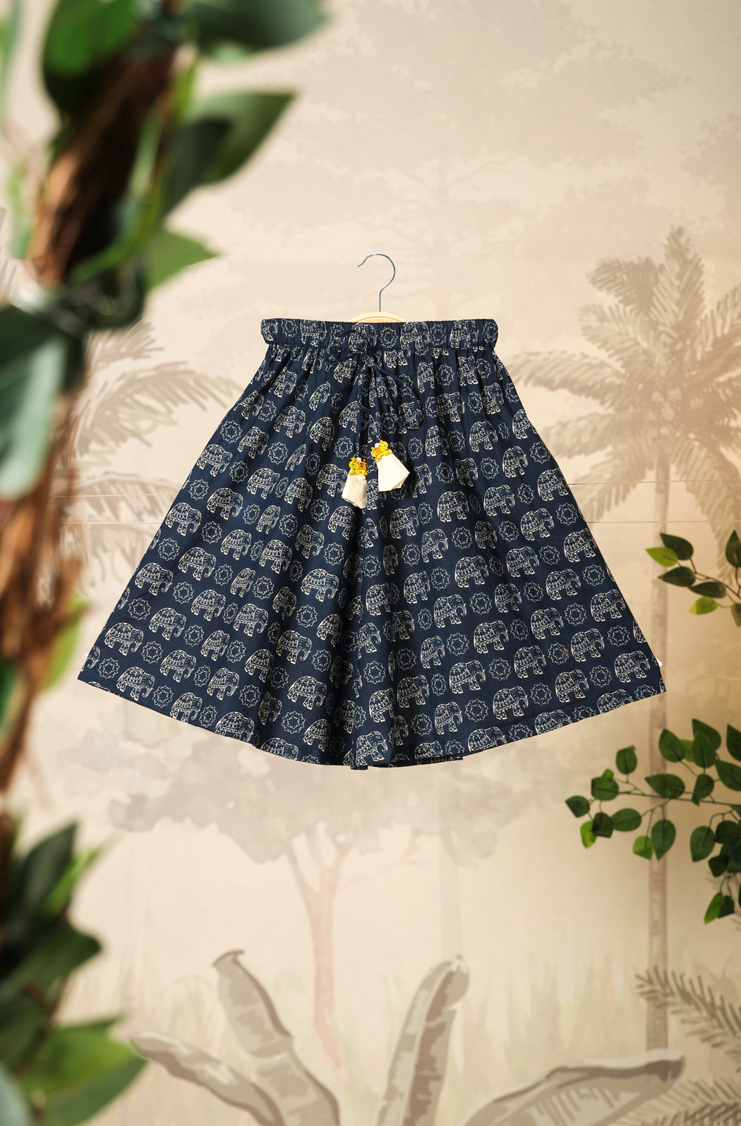 Girl Elephant Skirt Top Set - Yellow