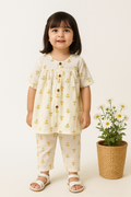 Girl Tiny Bloom Printed Coord Set- Mustard