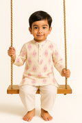 Boy Blossom Printed Kurta Pant Set- Pink