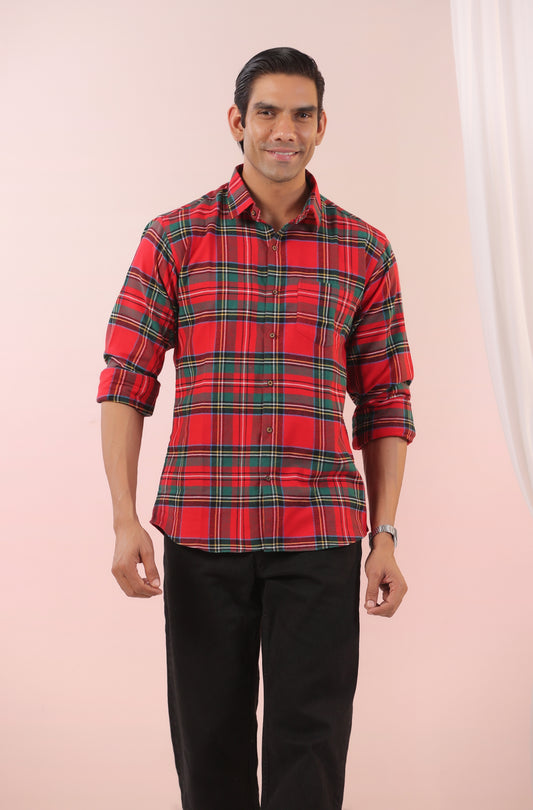 Jingle Bell Red Checks Father Shirt