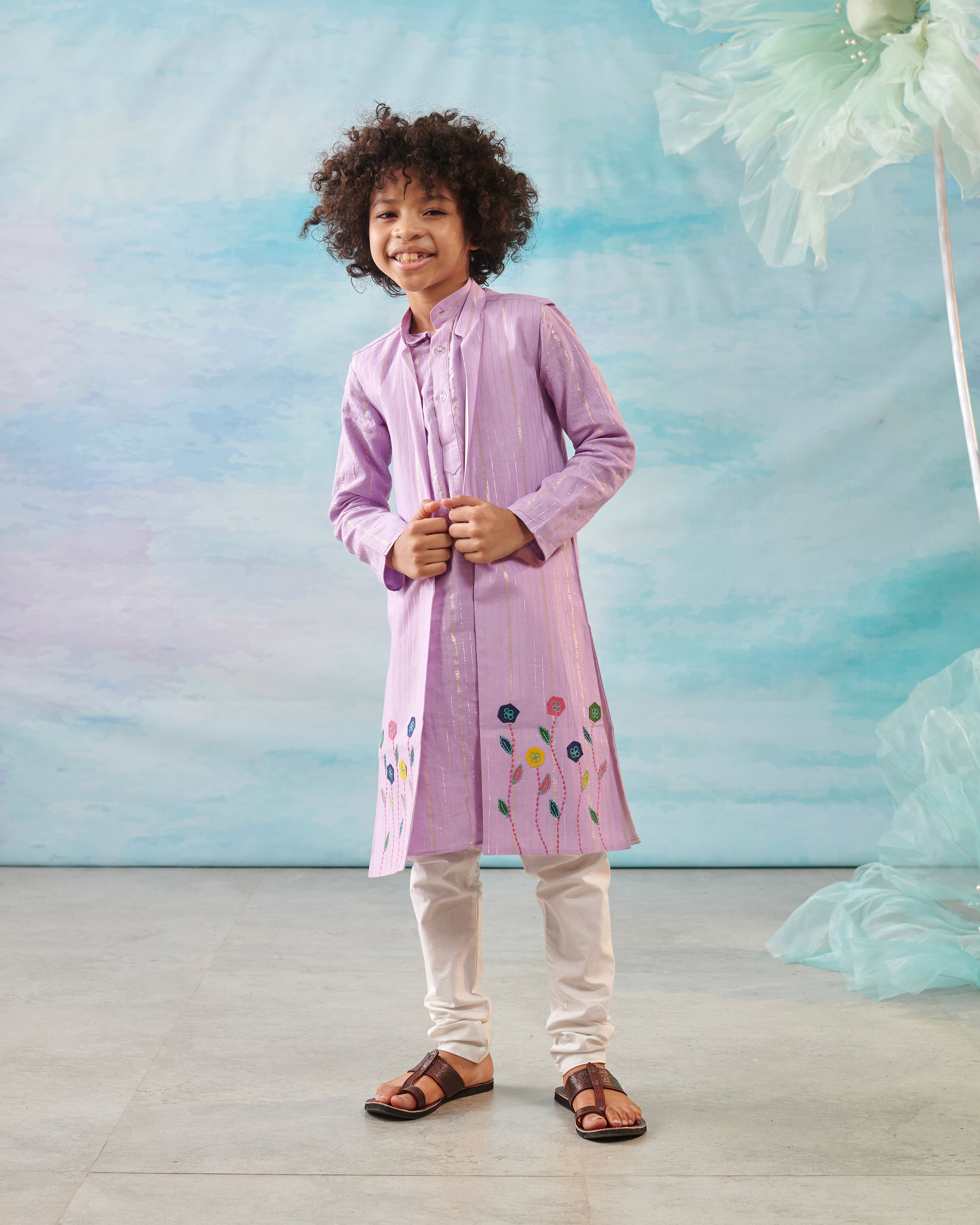 Boy 3 Pc Embroidery Bundy Set - Lilac