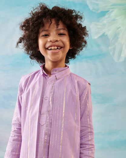 Boy 3 Pc Embroidery Bundy Set - Lilac