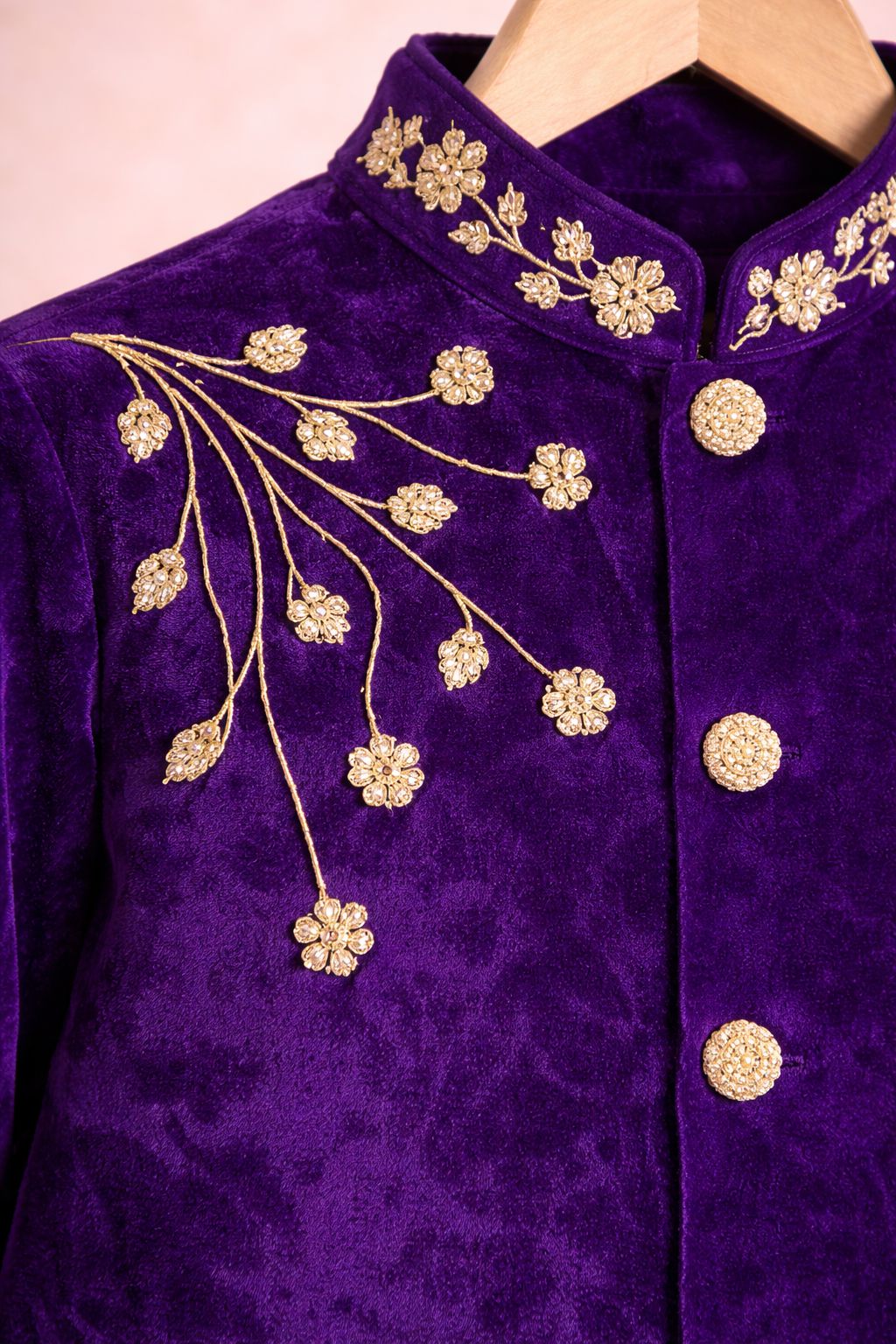 Boy Nawabi Sherwani Kurta Set-Purple