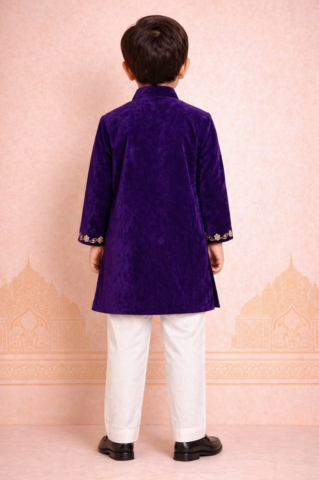 Boy Nawabi Sherwani Kurta Set-Purple