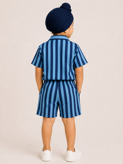 Rainbow Stripes Coord Set -Blue