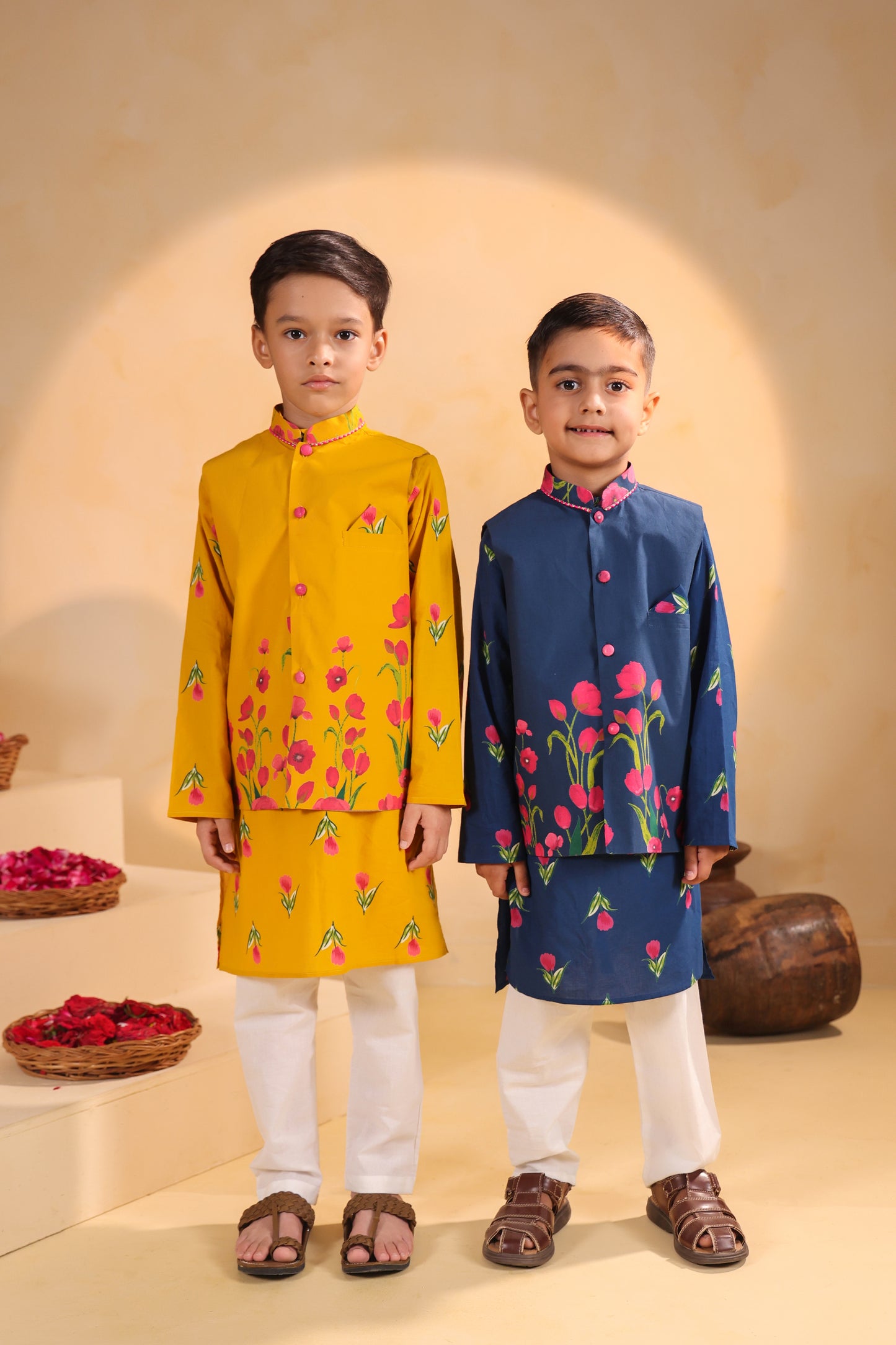 Boy Genda Phool Bundy Set - Mustard Yellow