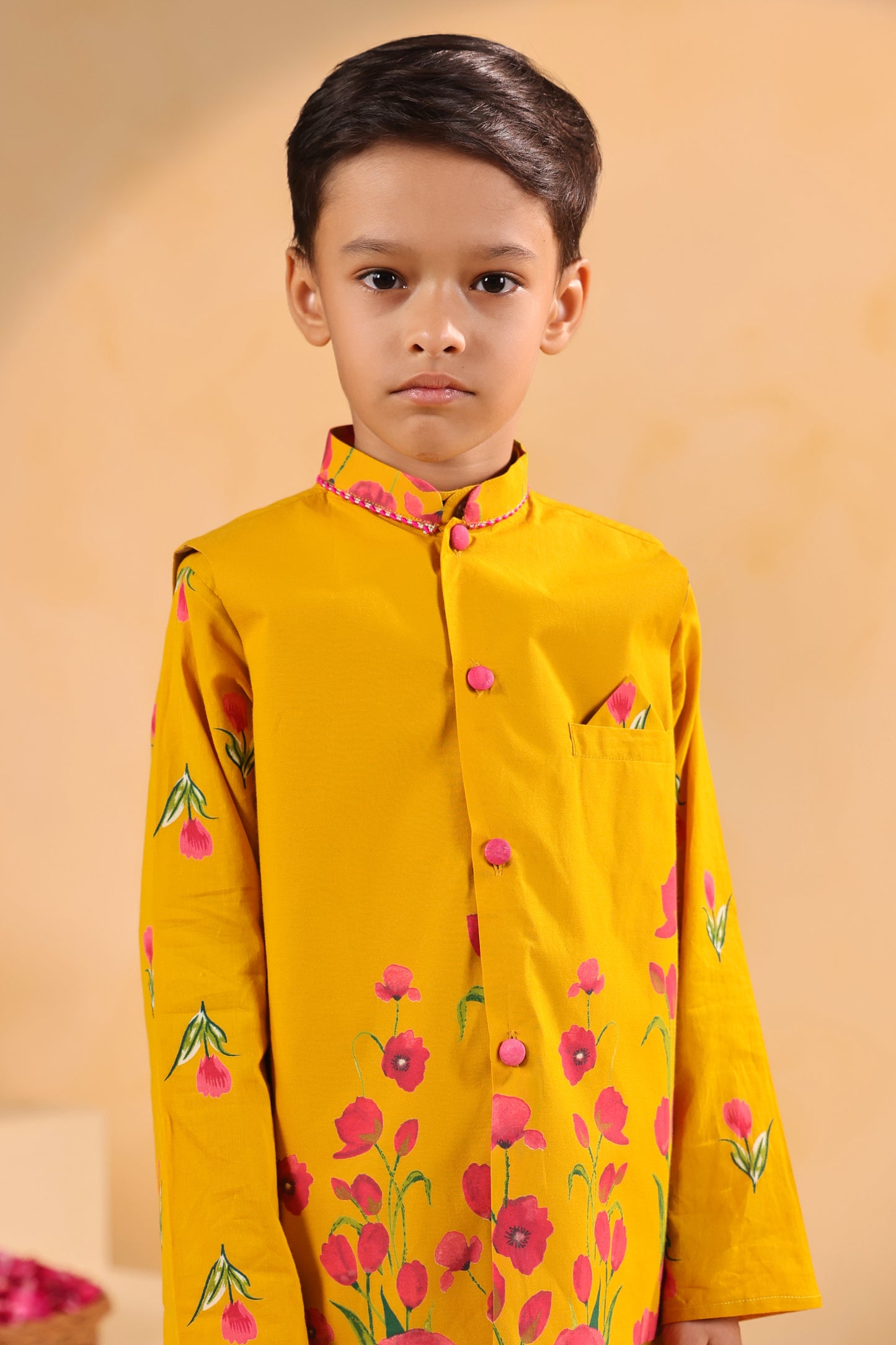 Boy Genda Phool Bundy Set - Mustard Yellow