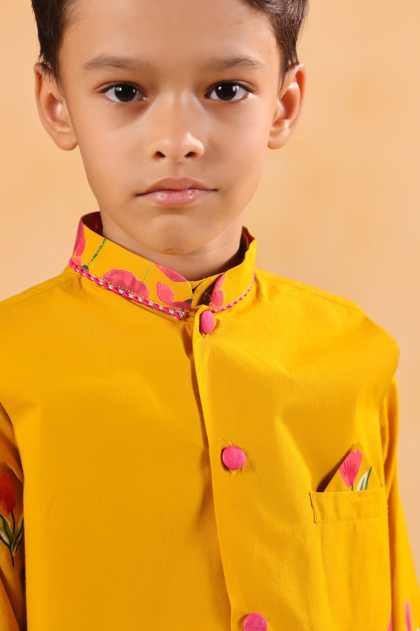 Boy Genda Phool Bundy Set - Mustard Yellow