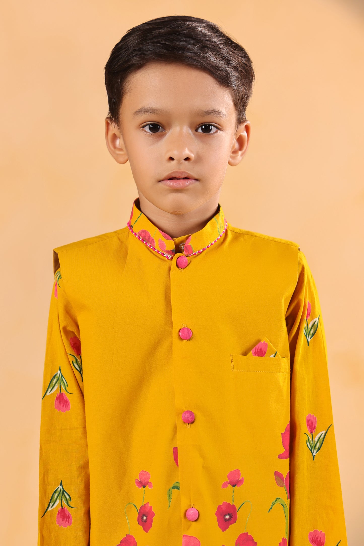 Boy Genda Phool Bundy Set - Mustard Yellow