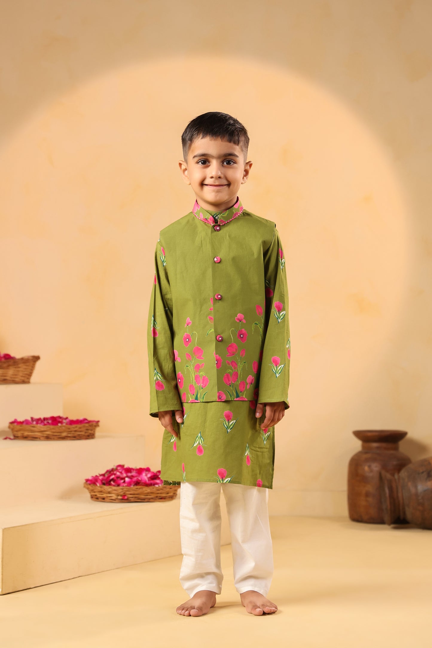 Boy Genda Phool Bundy Set -Mehandi Green