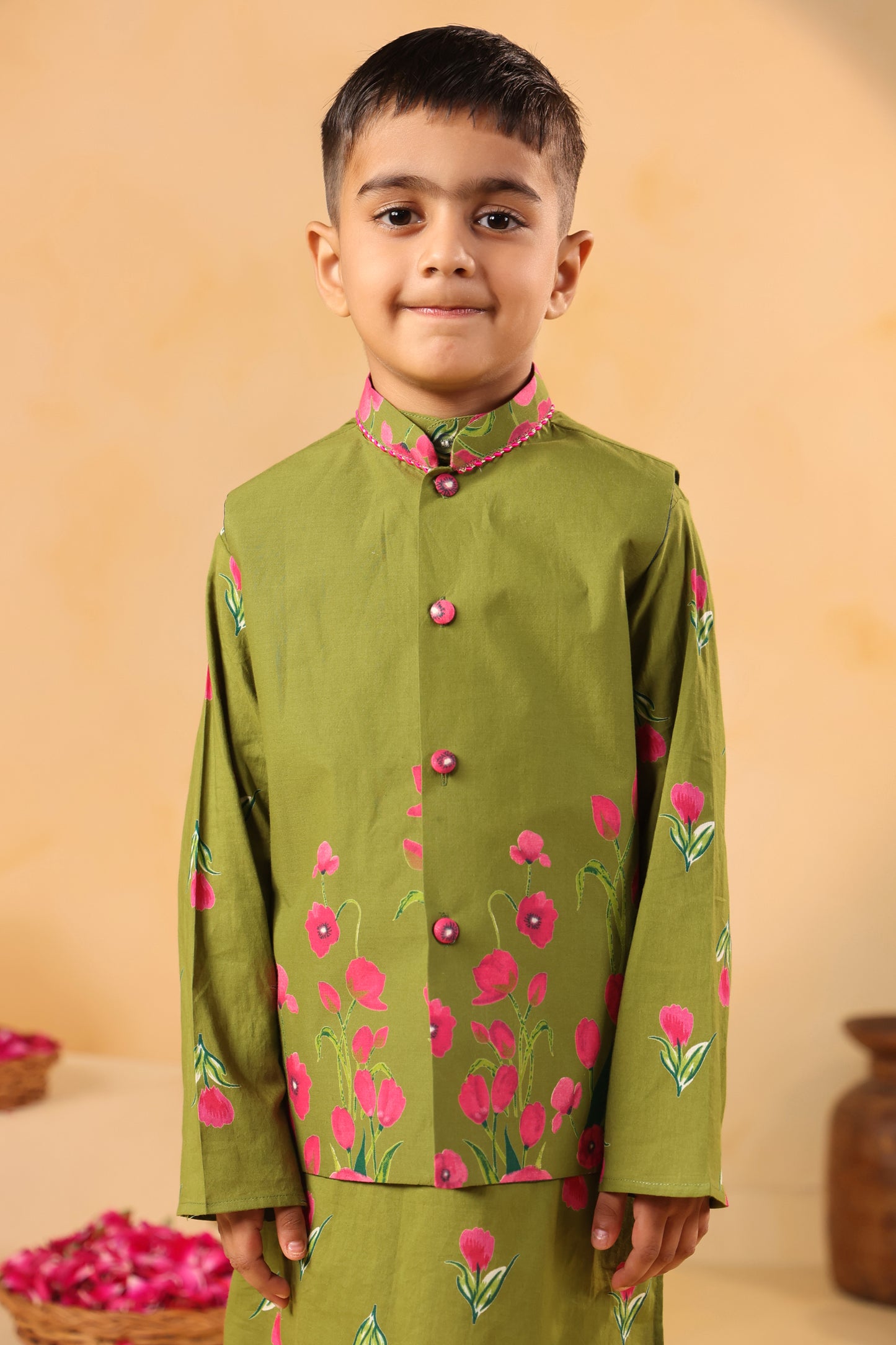 Boy Genda Phool Bundy Set -Mehandi Green