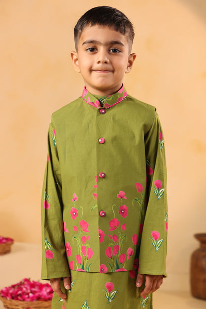Boy Genda Phool Bundy Set -Mehandi Green