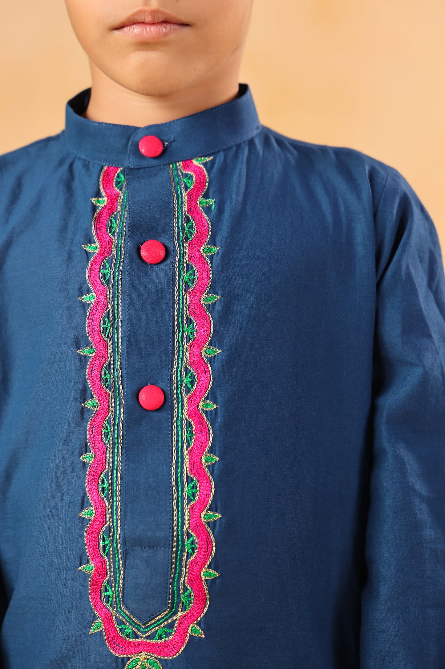 Boy Gulabo Kurta Set - Teal blue