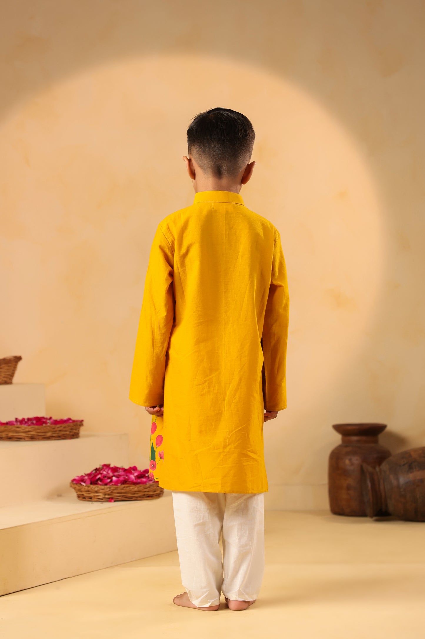 Boy Gulabo Kurta Set - Mustard Yellow