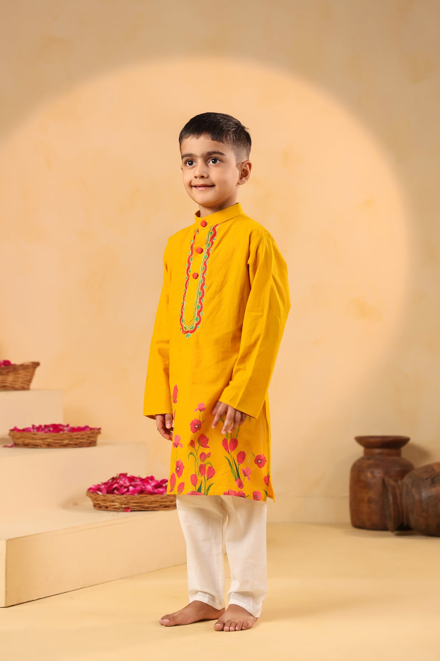 Boy Gulabo Kurta Set - Mustard Yellow