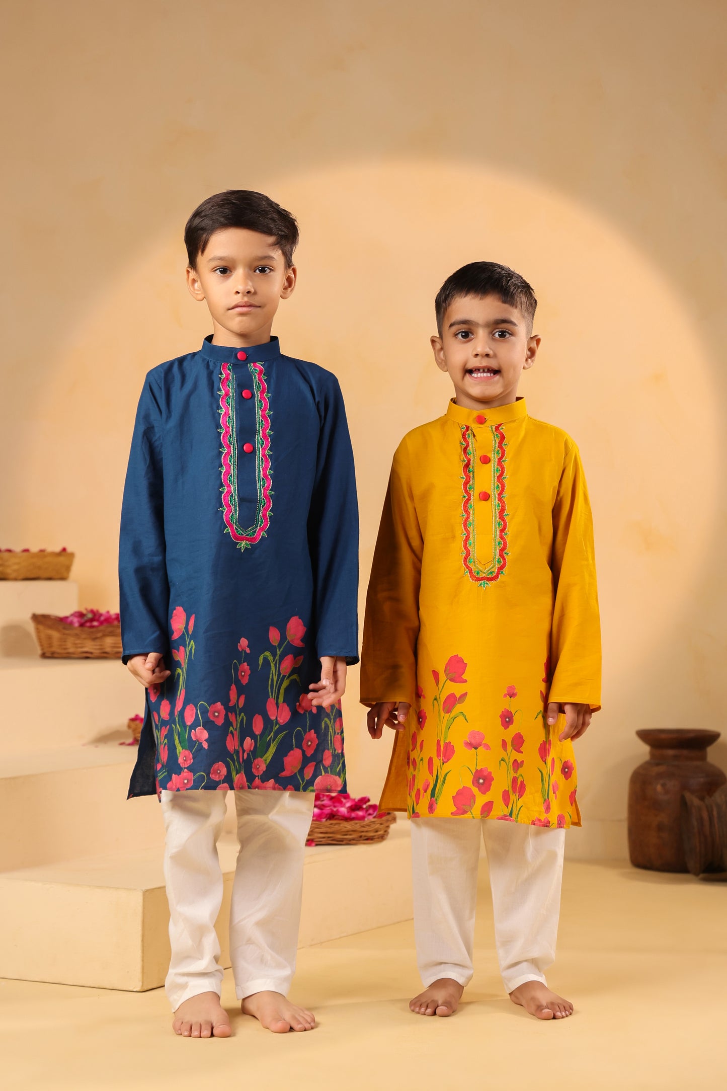 Boy Gulabo Kurta Set - Teal blue