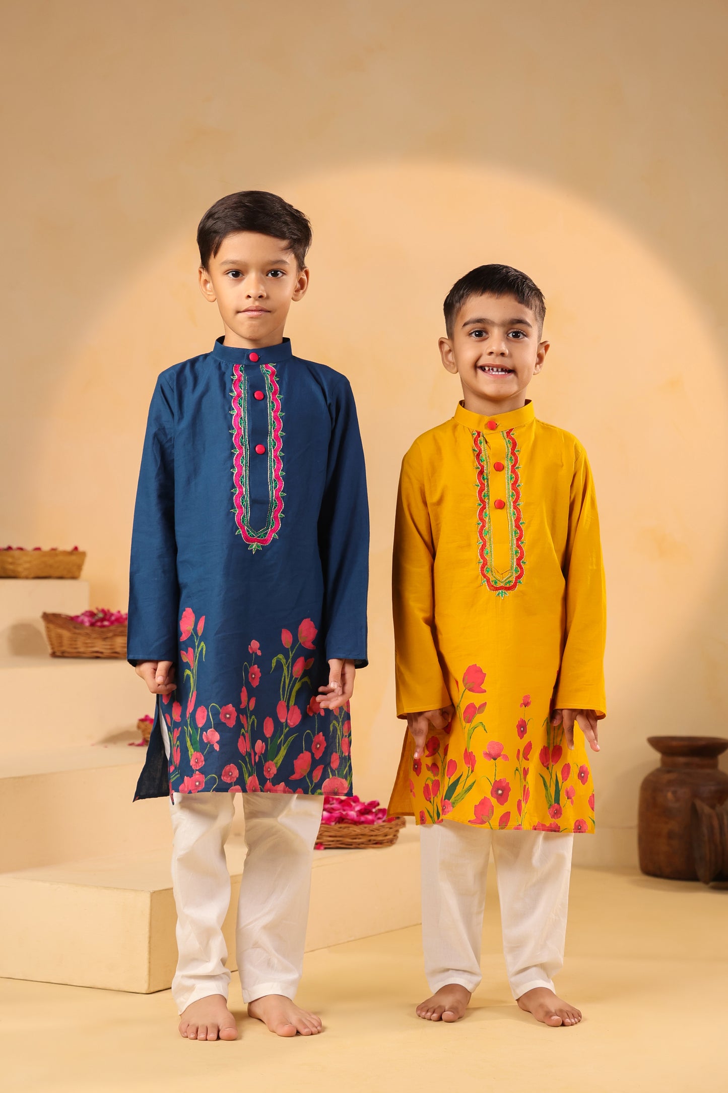 Boy Gulabo Kurta Set - Mustard Yellow
