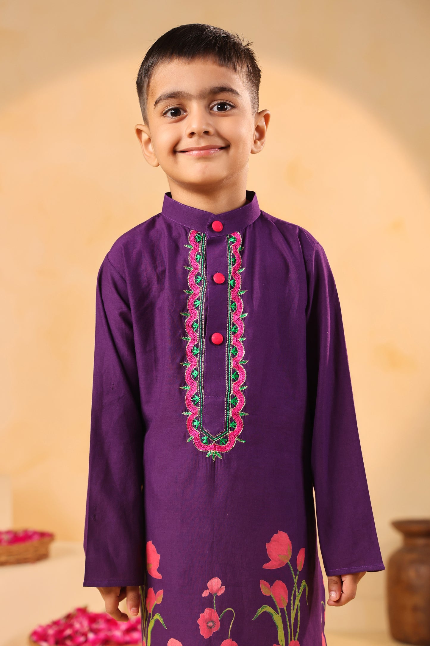 Boy Gulabo Kurta Set - Purple