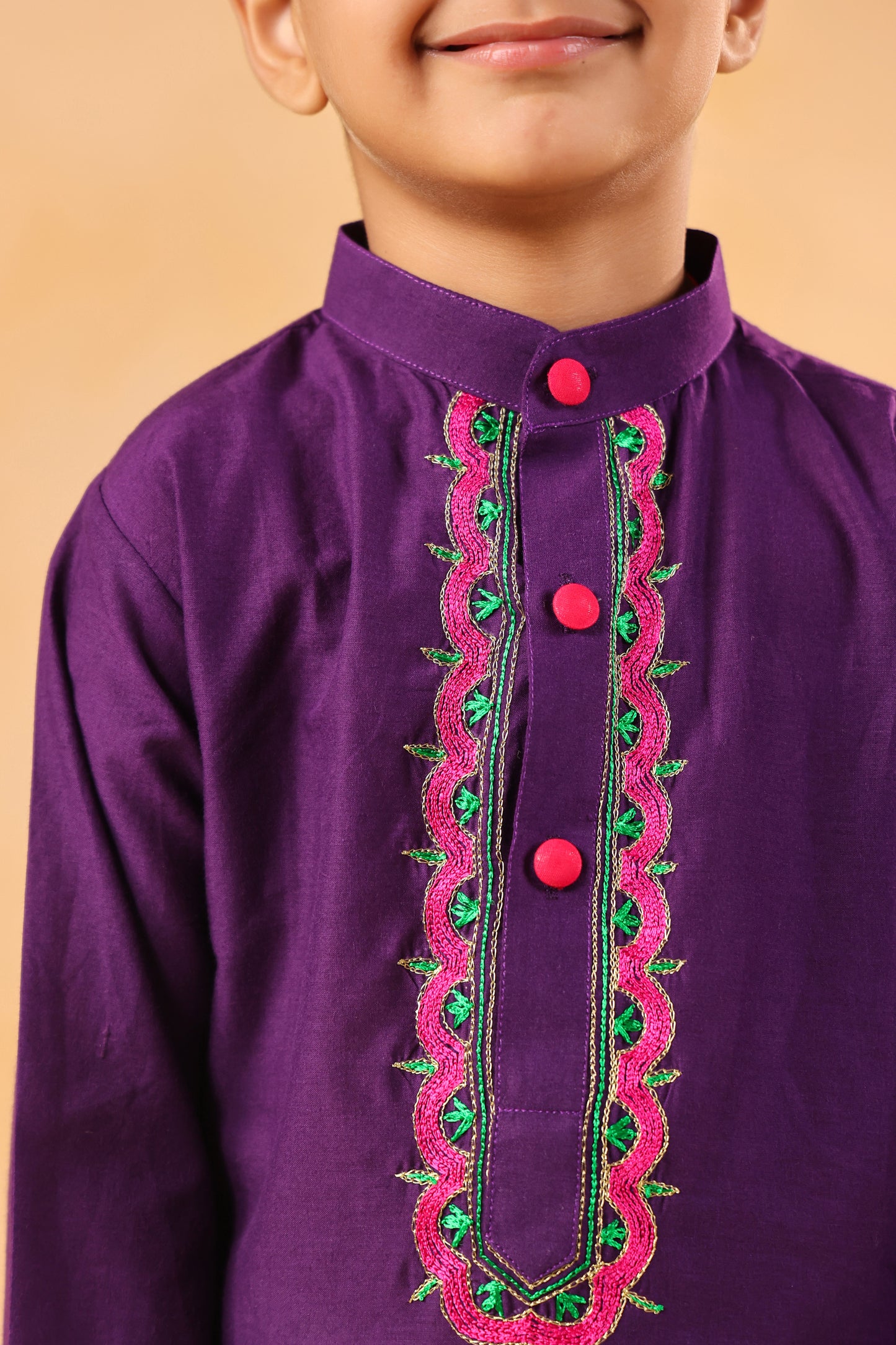 Boy Gulabo Kurta Set - Purple