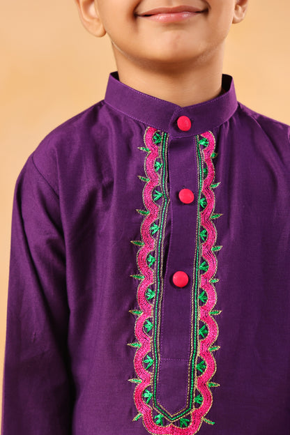 Boy Gulabo Kurta Set - Purple