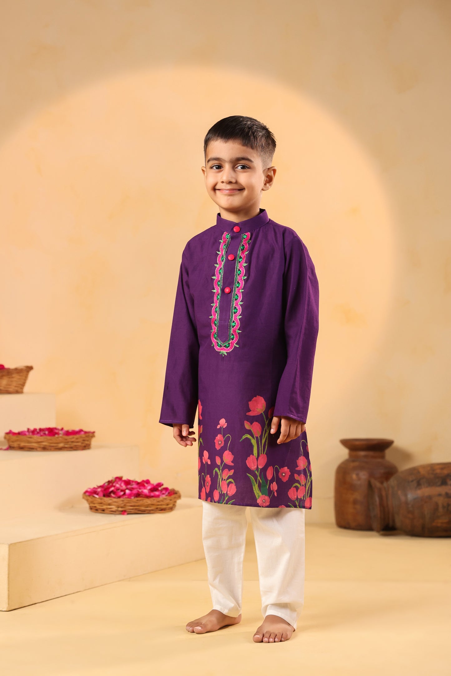 Boy Gulabo Kurta Set - Purple