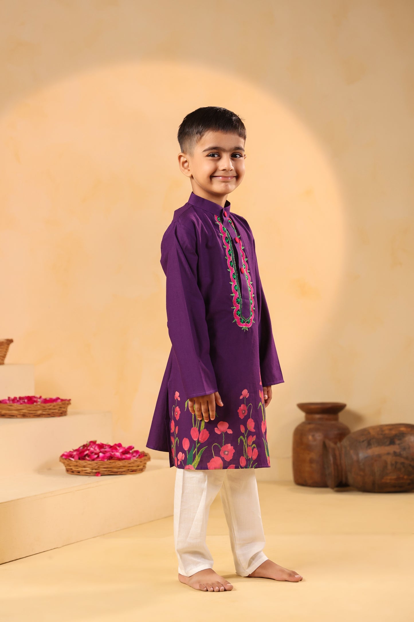 Boy Gulabo Kurta Set - Purple
