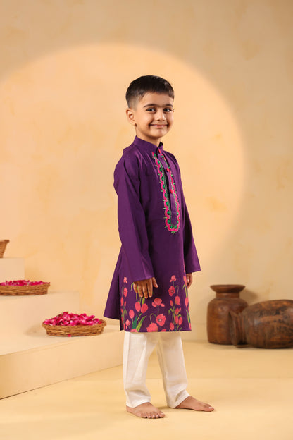 Boy Gulabo Kurta Set - Purple